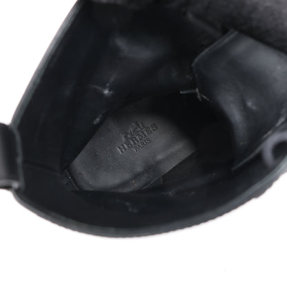 Hermes Funk Leather Ankle Boots Kelly Metal Fittings in Black, Size 38.5 EU