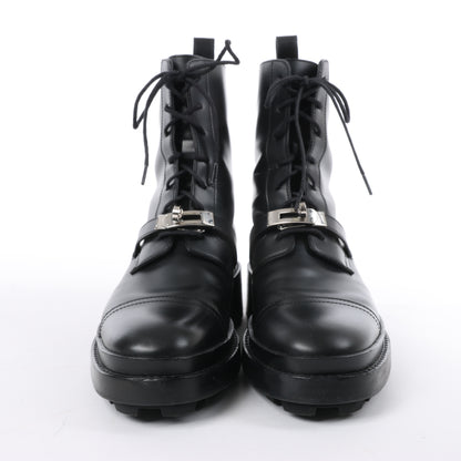 Hermes Funk Leather Ankle Boots Kelly Metal Fittings in Black, Size 38.5 EU