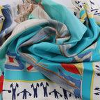 Hermès Carré 90 "En Course" Silk handkerchief in Blue