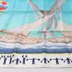 Hermès Carré 90 "En Course" Silk handkerchief in Blue