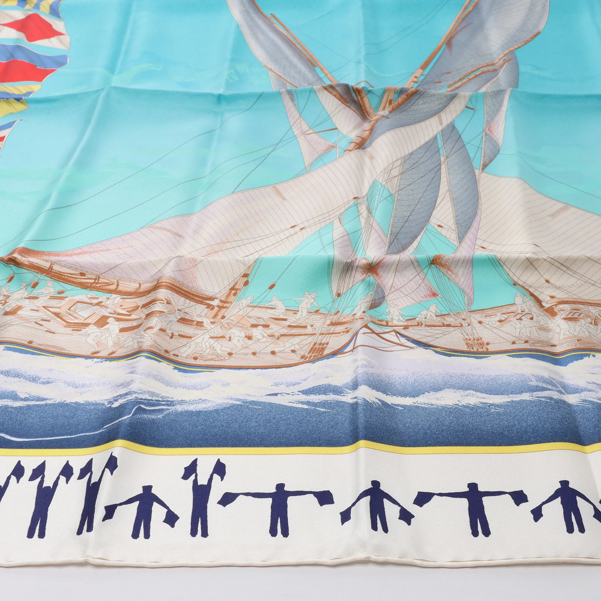 Hermès Carré 90 "En Course" Silk handkerchief in Blue