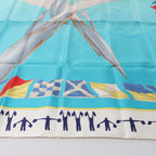 Hermès Carré 90 "En Course" Silk handkerchief in Blue