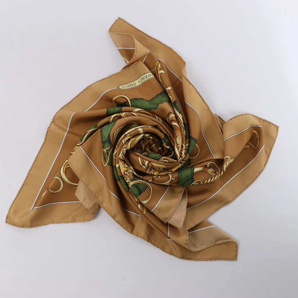 Hermès Carré 90 "Profilé" Silk handkerchief in Brown