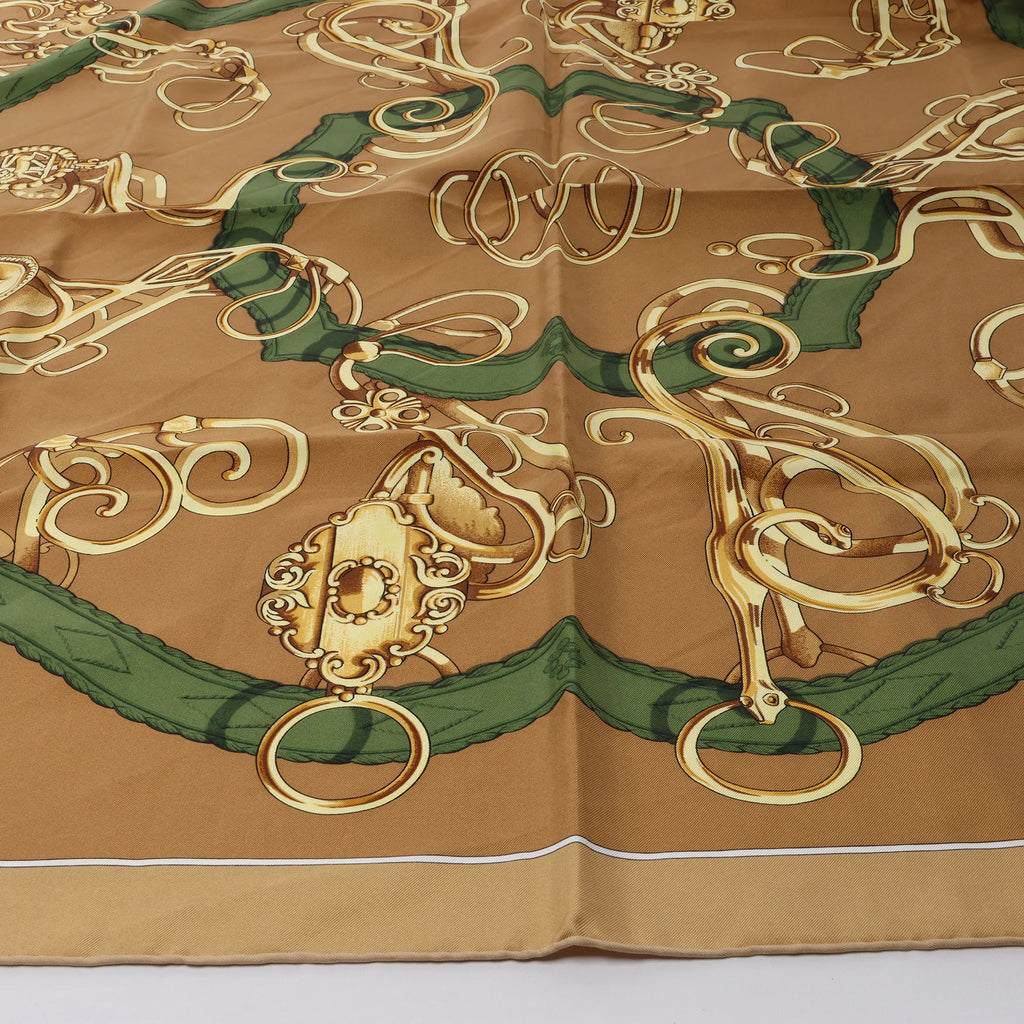 Hermès Carré 90 "Profilé" Silk handkerchief in Brown