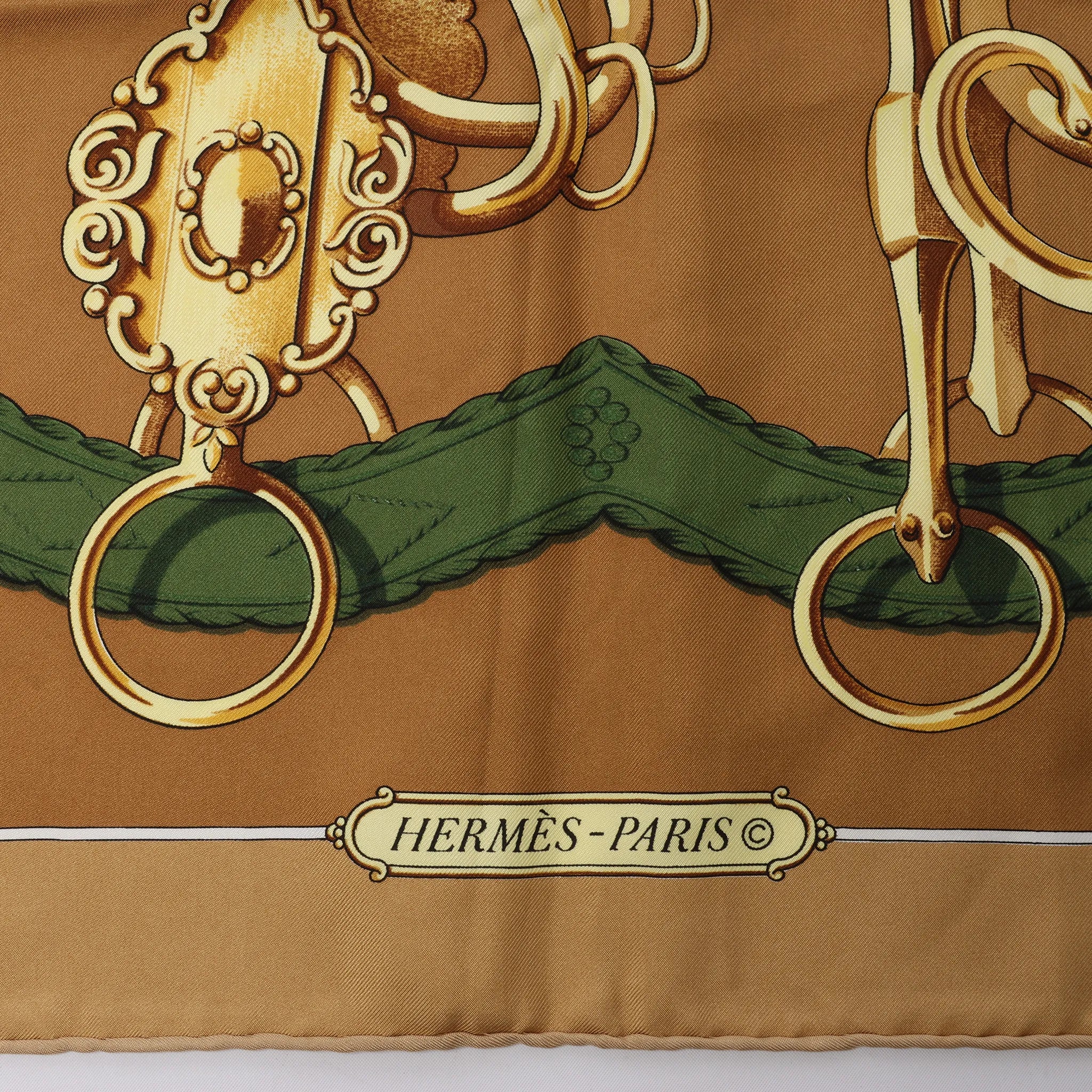 Hermès Carré 90 "Profilé" Silk handkerchief in Brown