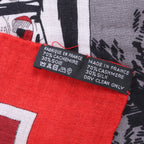 Bufanda Hermès Carré Géant "L'INSTRUCTION DUROY" de cachemir y seda en azul marino x rojo