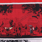 Bufanda Hermès Carré Géant "L'INSTRUCTION DUROY" de cachemir y seda en azul marino x rojo