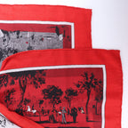 Bufanda Hermès Carré Géant "L'INSTRUCTION DUROY" de cachemir y seda en azul marino x rojo