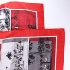 Bufanda Hermès Carré Géant "L'INSTRUCTION DUROY" de cachemir y seda en azul marino x rojo