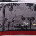 Bufanda Hermès Carré Géant "L'INSTRUCTION DUROY" de cachemir y seda en azul marino x rojo