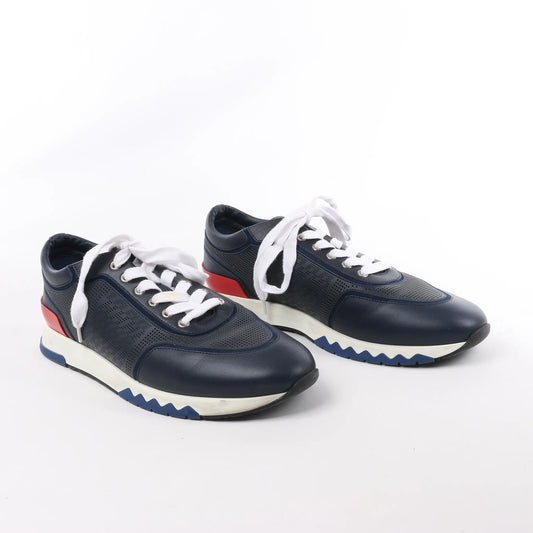 Hermès Addict Leather Sneakers in Navy Blue, Size 43 EU