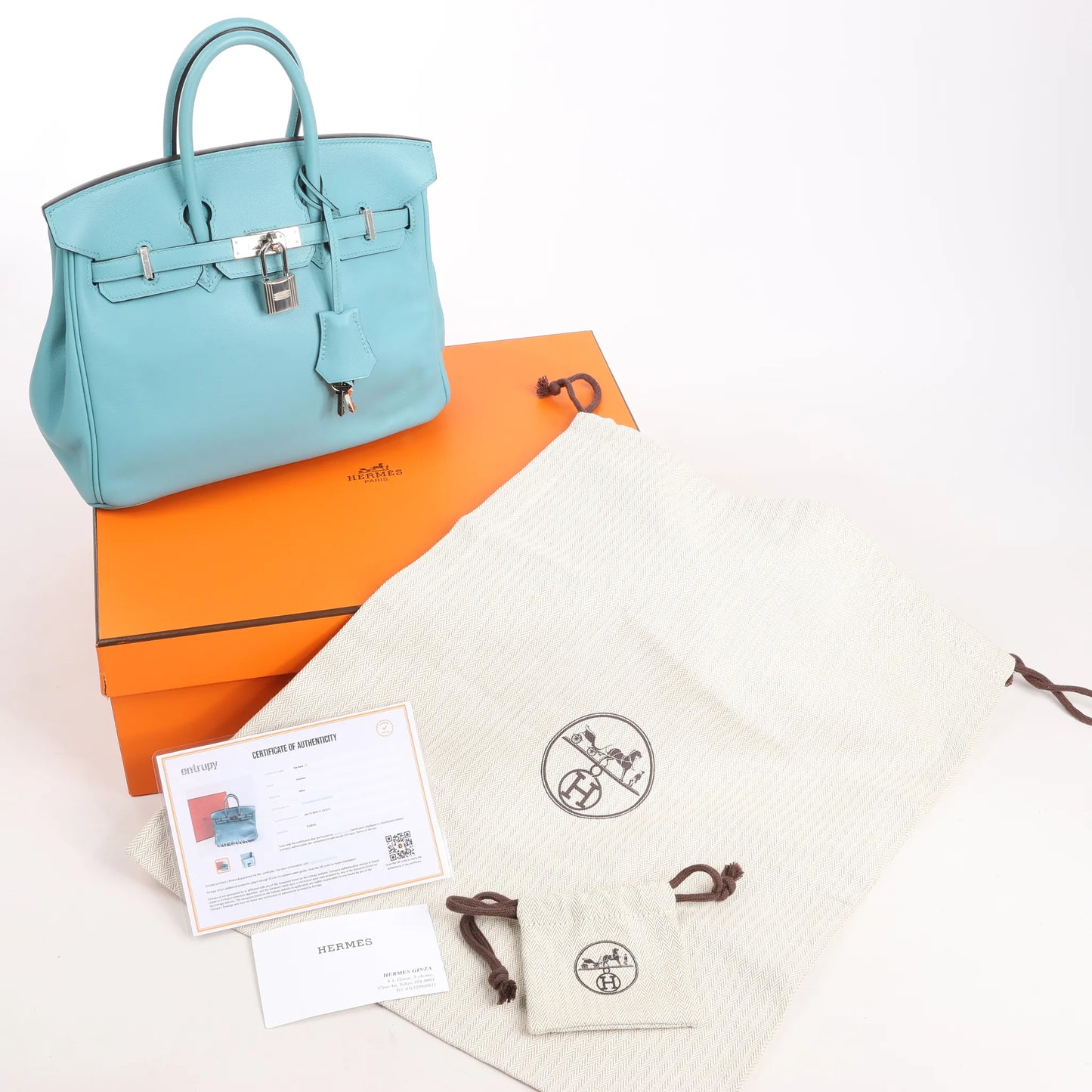 HERMES Birkin 25 Le Tournay Veau Swift Blue Saint-Cyr Handbag X: 2016