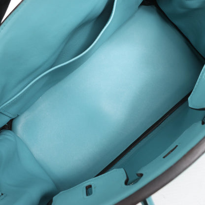 HERMES Birkin 25 Le Tournay Veau Swift Blue Saint-Cyr Handbag X: 2016