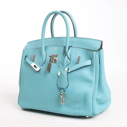 HERMES Birkin 25 Le Tournay Veau Swift Blue Saint-Cyr Handbag X: 2016