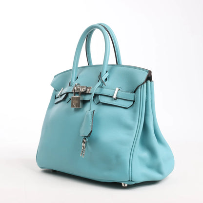 HERMES Birkin 25 Le Tournay Veau Swift Blue Saint-Cyr Handbag X: 2016