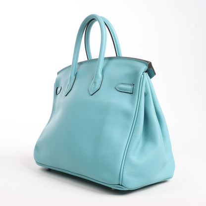 HERMES Birkin 25 Le Tournay Veau Swift Blue Saint-Cyr Handbag X: 2016