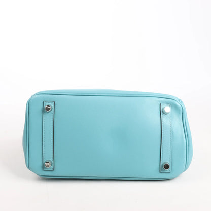 HERMES Birkin 25 Le Tournay Veau Swift Blue Saint-Cyr Handbag X: 2016