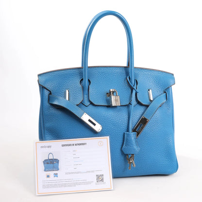 HERMES Birkin 30 Le Tournay Taurillon Clemence Handbag in Mykonos