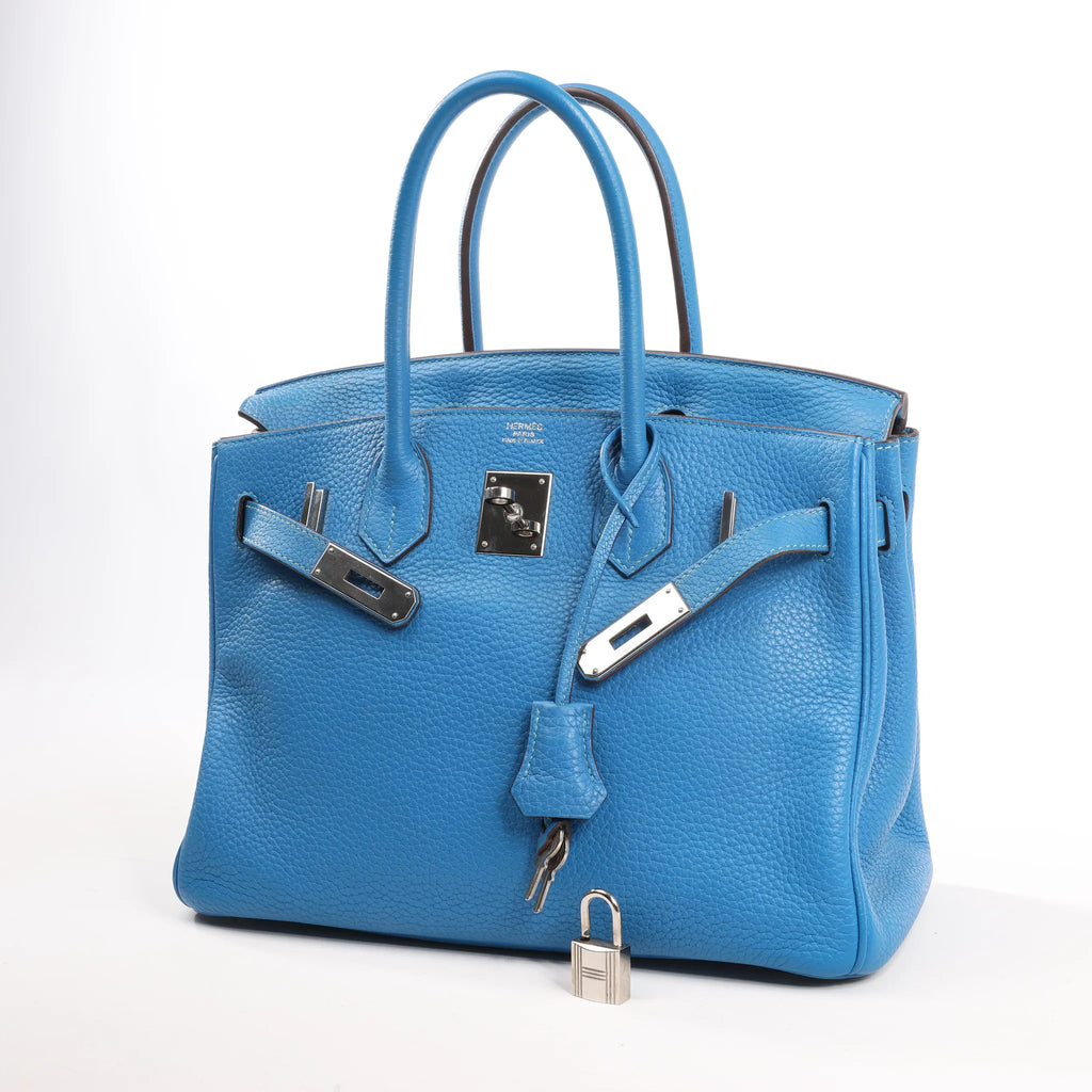 HERMES Birkin 30 Le Tournay Taurillon Clemence Handbag in Mykonos