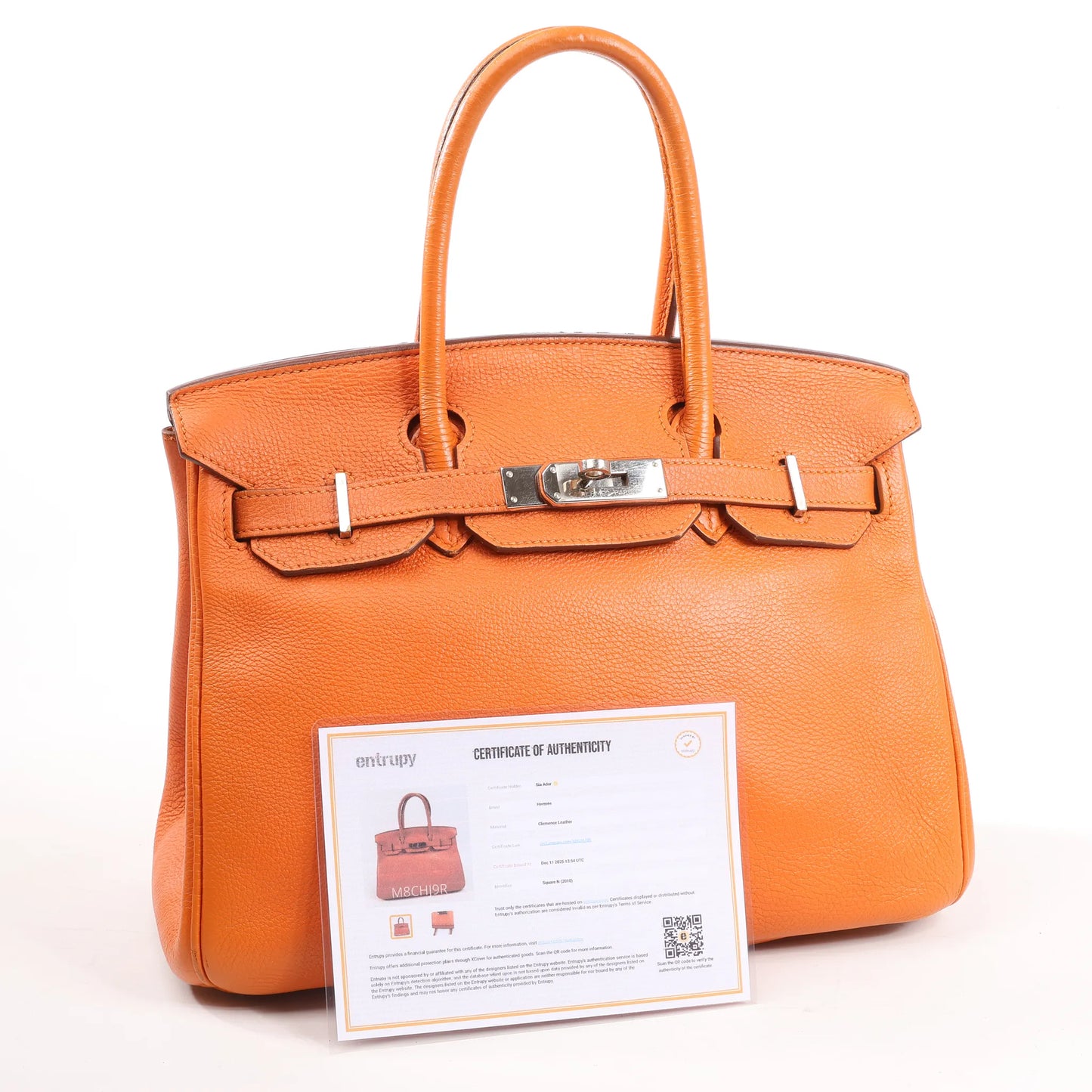 HERMES Birkin 30  Le Tournay Togo Handbag in Orange □N:2010