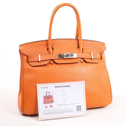 HERMES Birkin 30  Le Tournay Togo Handbag in Orange □N:2010