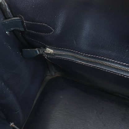 HERMES Birkin 30 Le Tournay Veau Epsom Handbag in Navy Blue □D: 2000