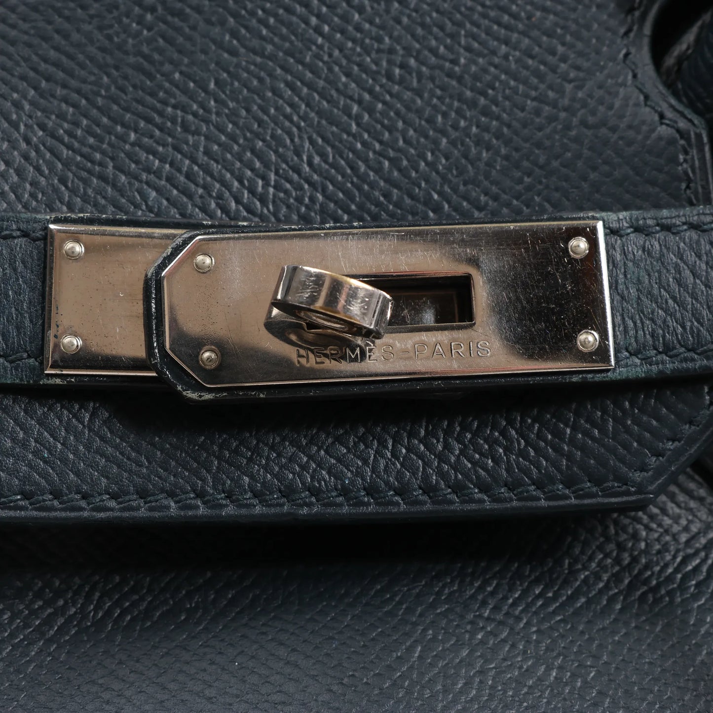 HERMES Birkin 30 Le Tournay Veau Epsom Handbag in Navy Blue □D: 2000