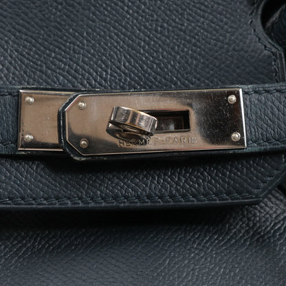 HERMES Birkin 30 Le Tournay Veau Epsom Handbag in Navy Blue □D: 2000