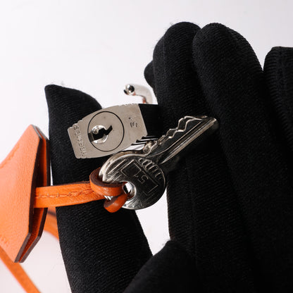 HERMES Birkin 30 Veau Swift Orange Silver Metal Fittings Handbag □J: 2006