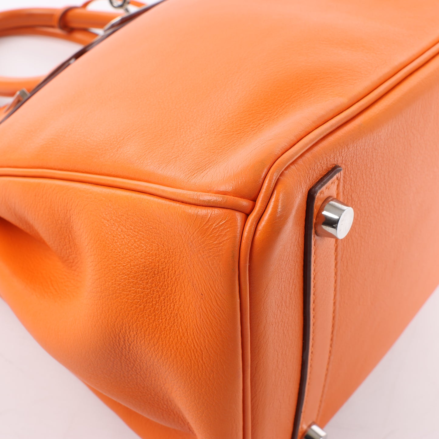 HERMES Birkin 30 Veau Swift Orange Silver Metal Fittings Handbag □J: 2006