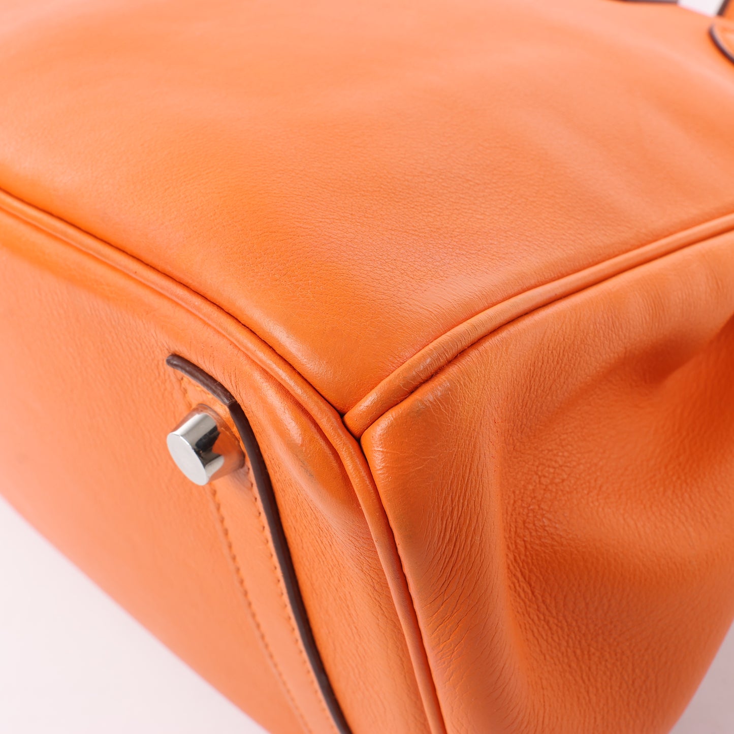 HERMES Birkin 30 Veau Swift Orange Silver Metal Fittings Handbag □J: 2006