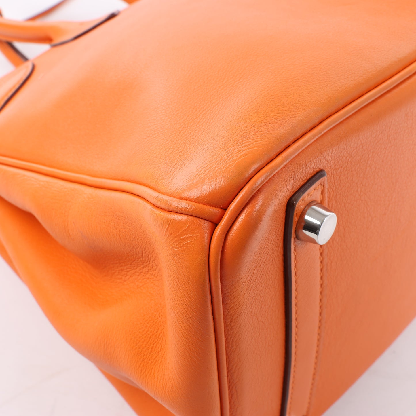 HERMES Birkin 30 Veau Swift Orange Silver Metal Fittings Handbag □J: 2006