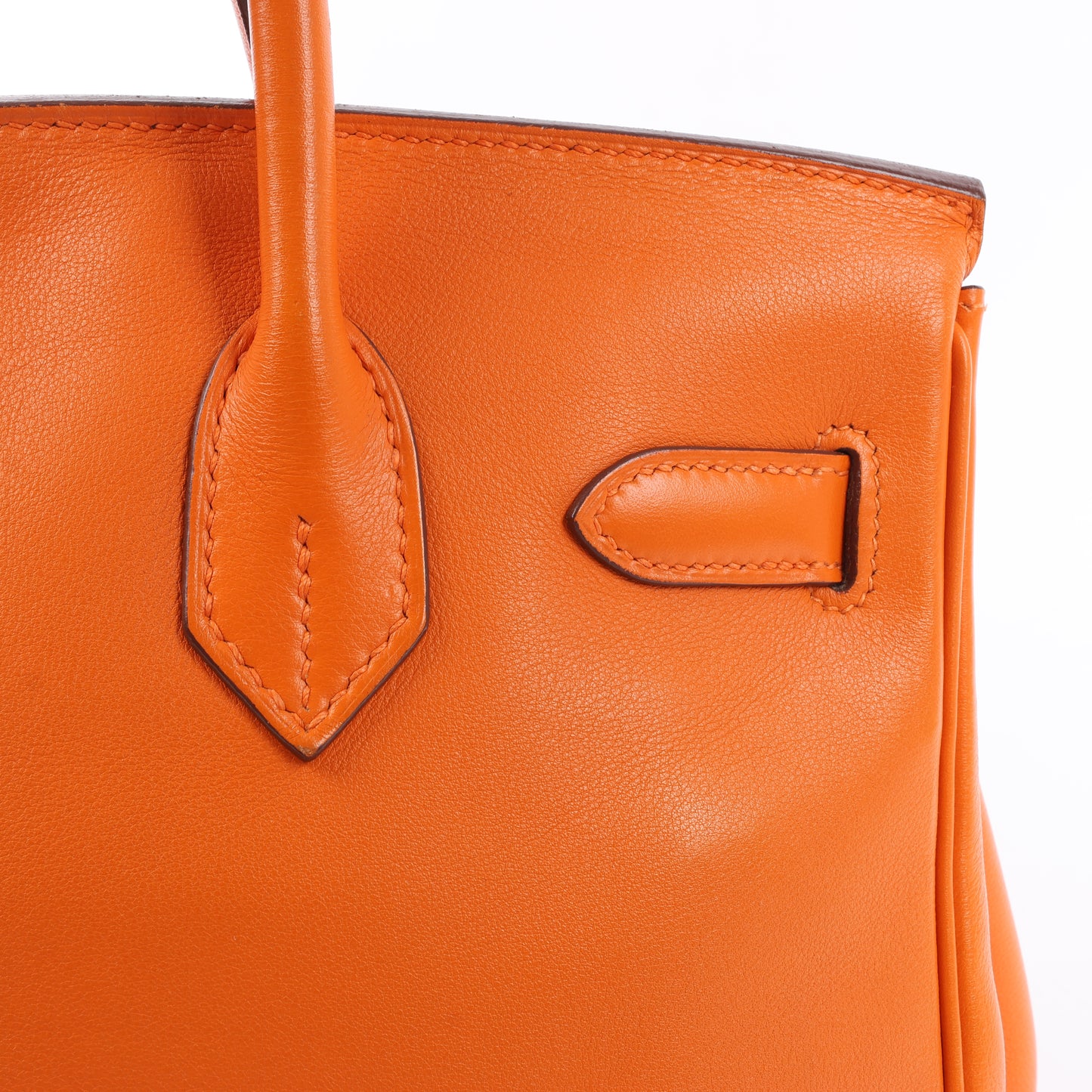 HERMES Birkin 30 Veau Swift Orange Silver Metal Fittings Handbag □J: 2006