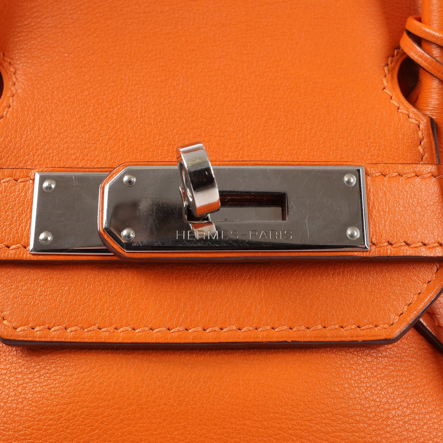 HERMES Birkin 30 Veau Swift Orange Silver Metal Fittings Handbag □J: 2006