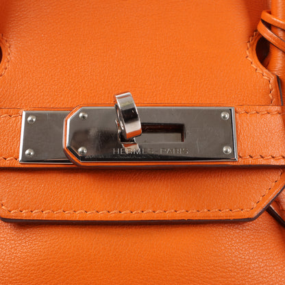 HERMES Birkin 30 Veau Swift Orange Silver Metal Fittings Handbag □J: 2006