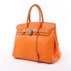 HERMES Birkin 30 Veau Swift Orange Silver Metal Fittings Handbag □J: 2006