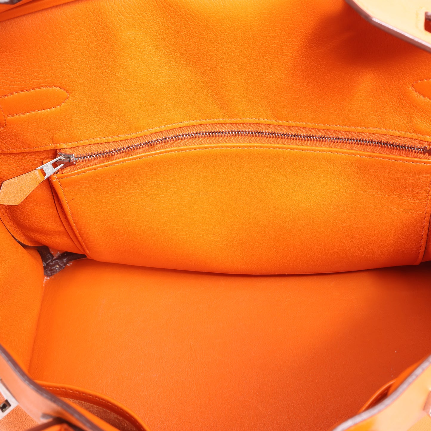 HERMES Birkin 30 Veau Swift Orange Silver Metal Fittings Handbag □J: 2006