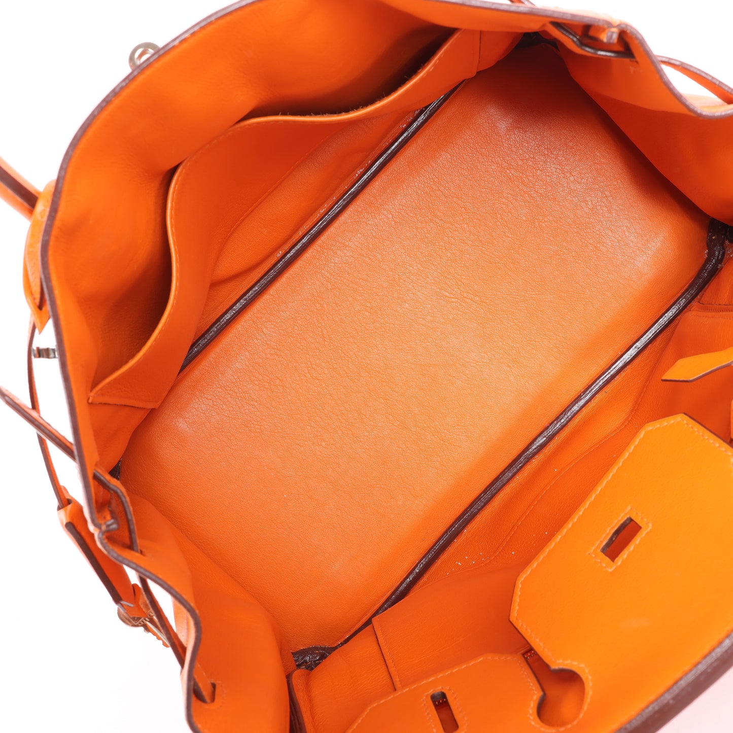 HERMES Birkin 30 Veau Swift Orange Silver Metal Fittings Handbag □J: 2006