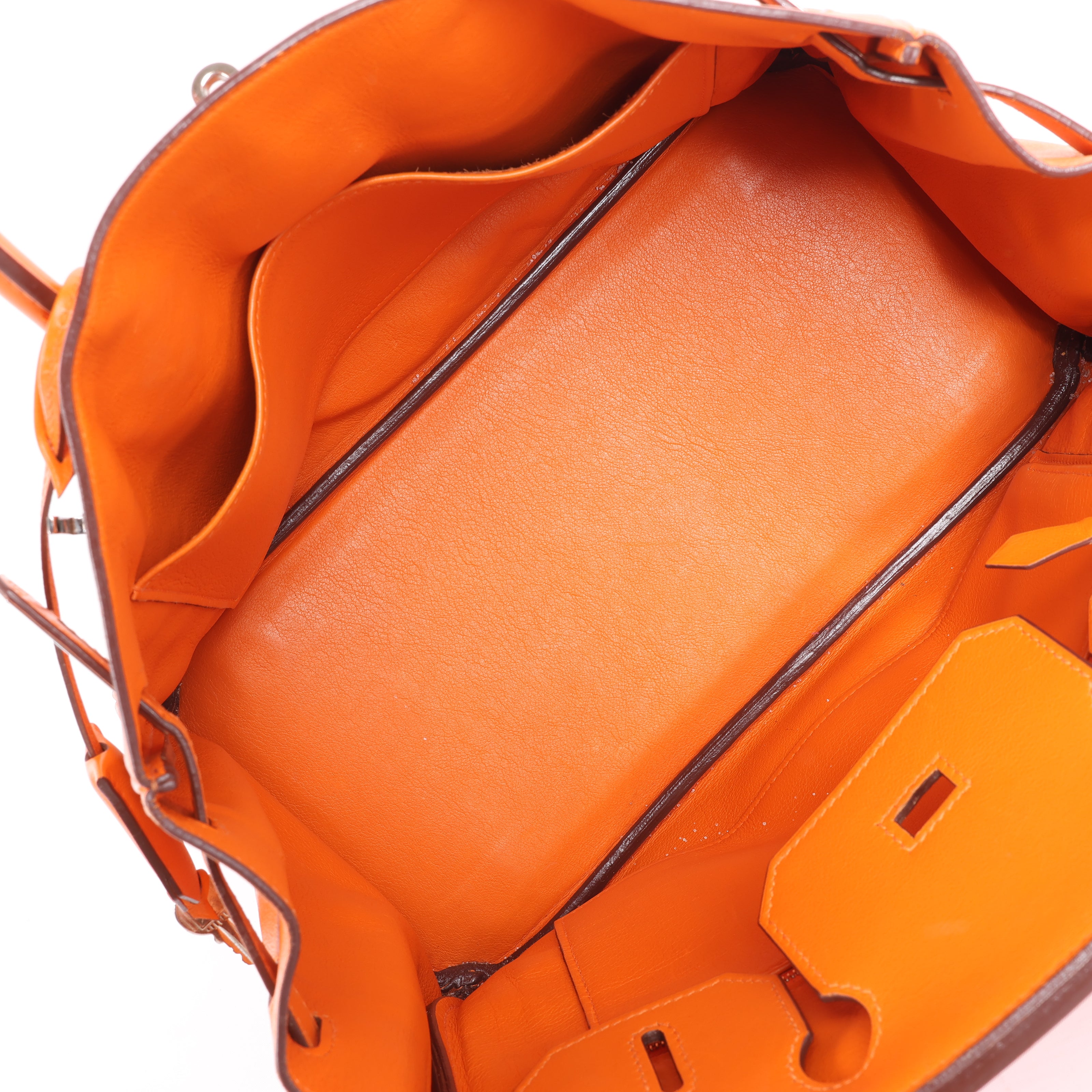 HERMES Birkin 30 Veau Swift Orange Silver Metal Fittings Handbag □J: 2006