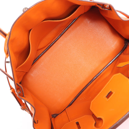 HERMES Birkin 30 Veau Swift Orange Silver Metal Fittings Handbag □J: 2006