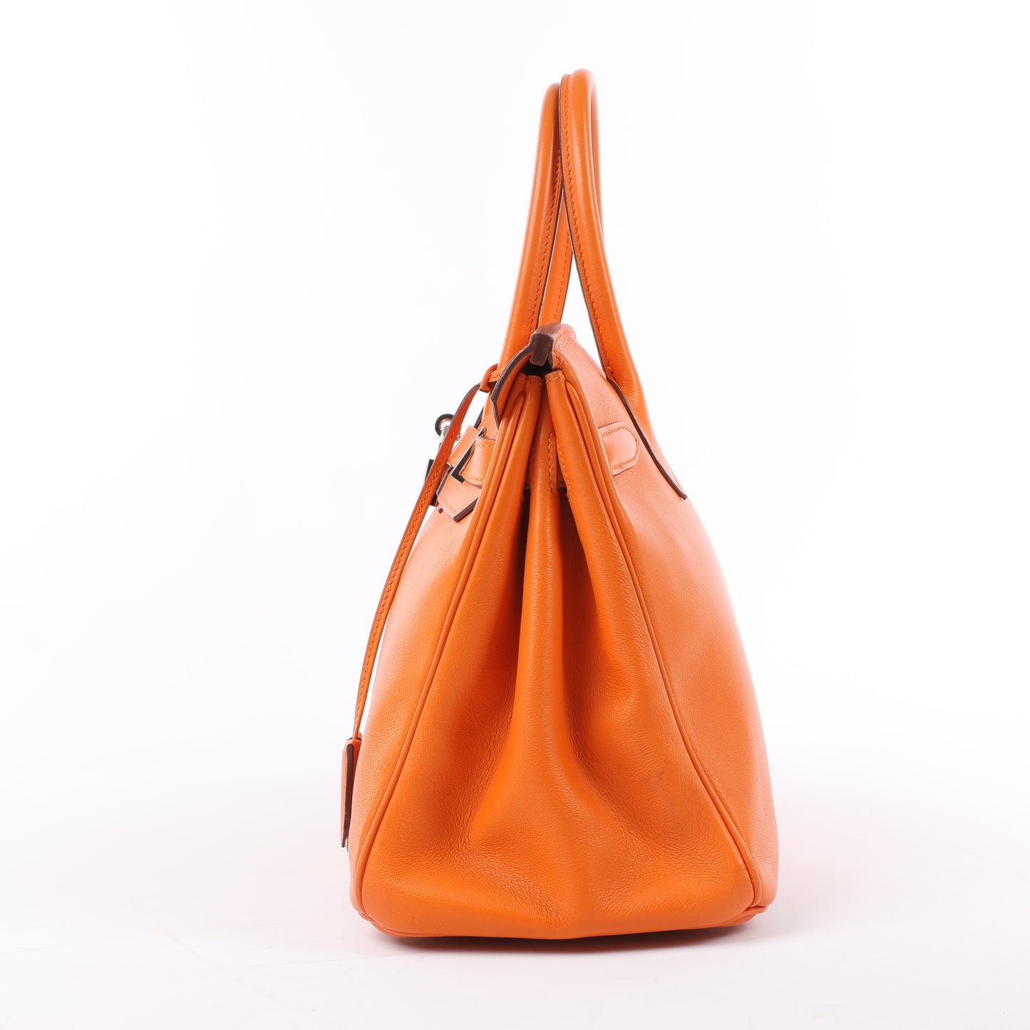 HERMES Birkin 30 Veau Swift Orange Silver Metal Fittings Handbag □J: 2006