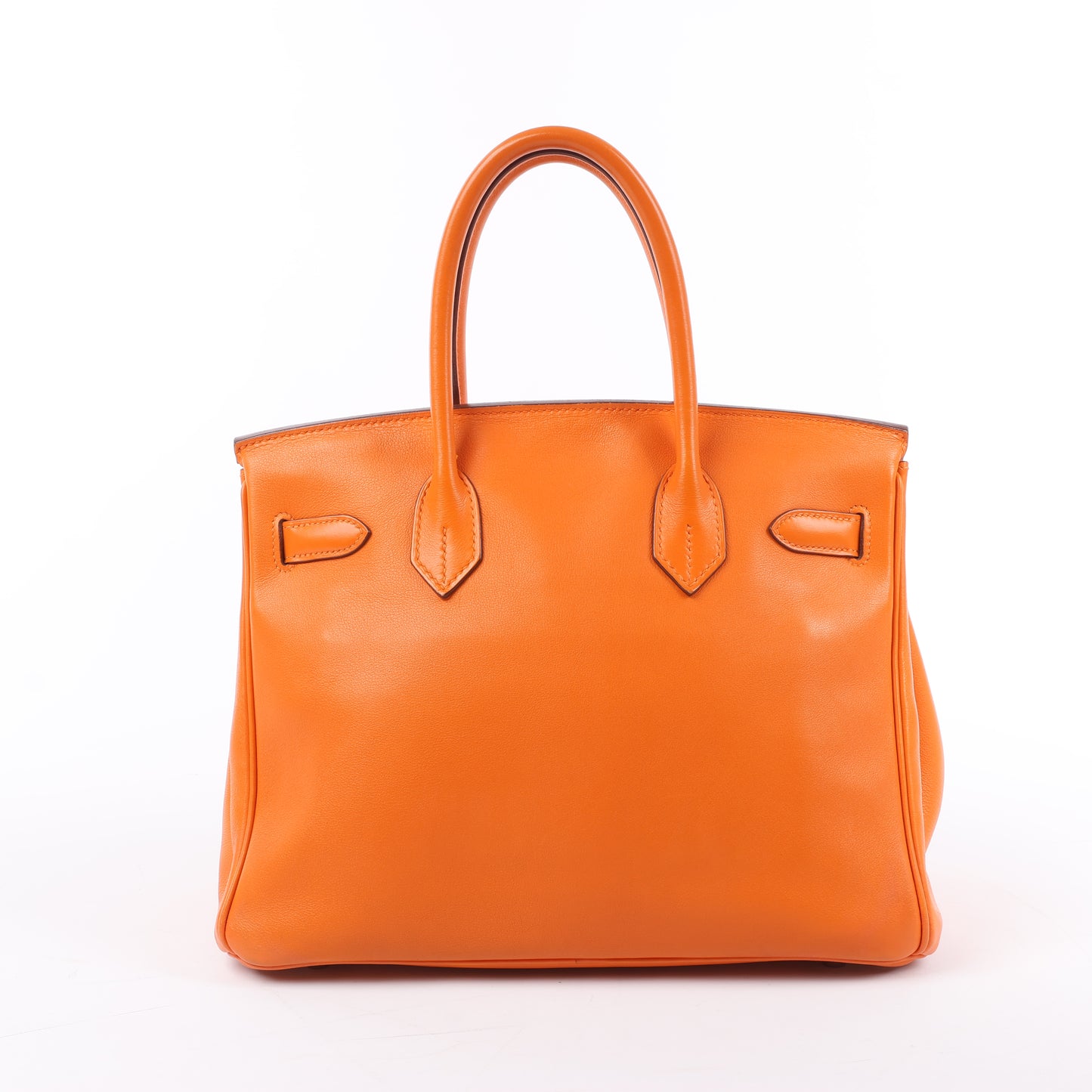 HERMES Birkin 30 Veau Swift Orange Silver Metal Fittings Handbag □J: 2006