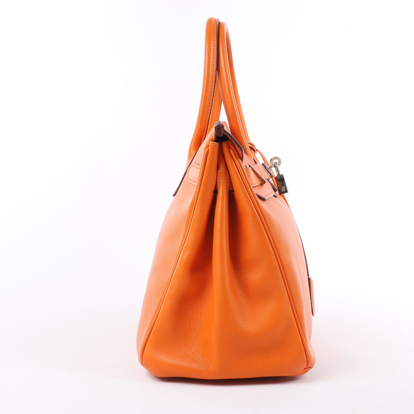 HERMES Birkin 30 Veau Swift Orange Silver Metal Fittings Handbag □J: 2006
