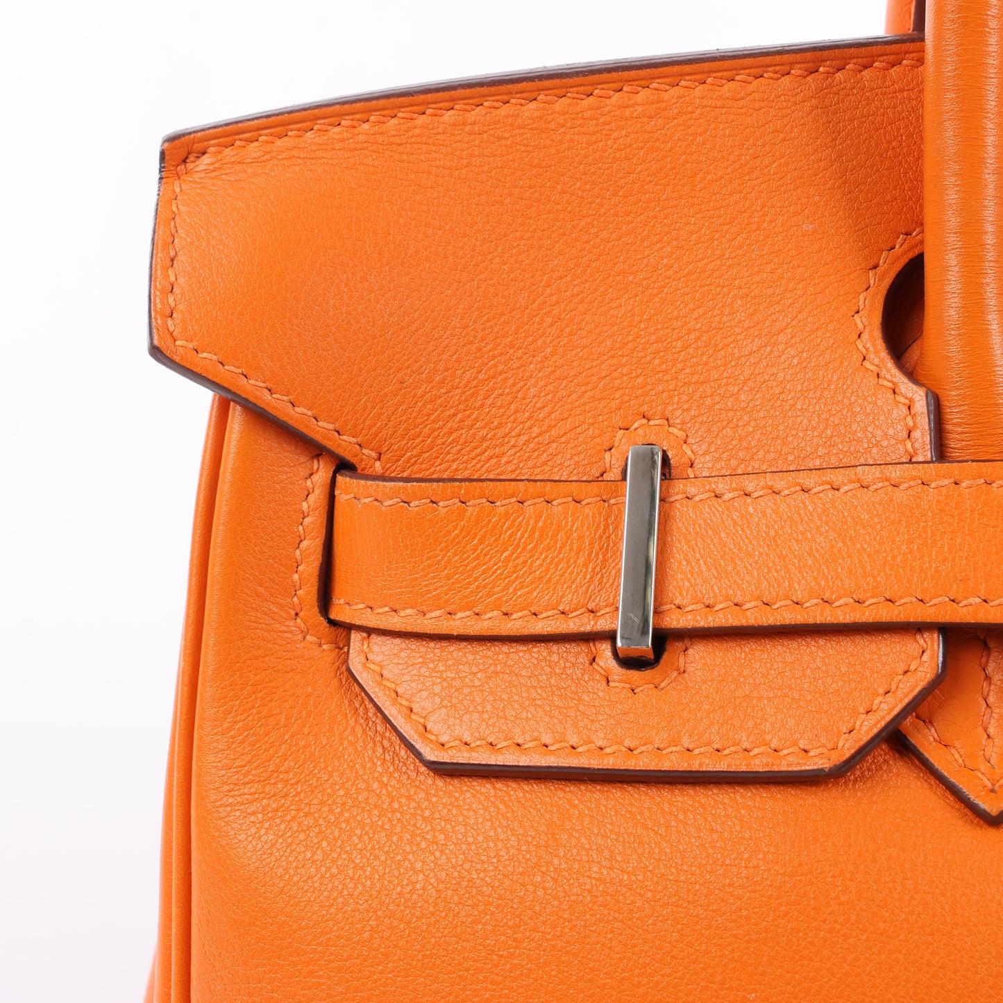 HERMES Birkin 30 Veau Swift Orange Silver Metal Fittings Handbag □J: 2006