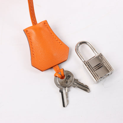 HERMES Birkin 30 Veau Swift Orange Silver Metal Fittings Handbag □J: 2006