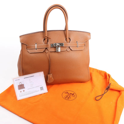 HERMES Birkin 35  Le Tournay Togo Gold Silver Metal Fittings Handbag □G:2003