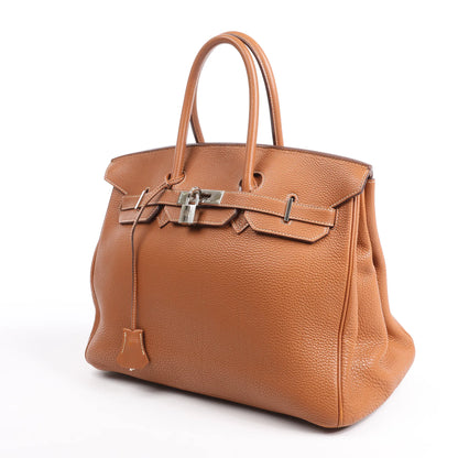 HERMES Birkin 35  Le Tournay Togo Gold Silver Metal Fittings Handbag □G:2003