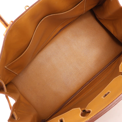 HERMES Birkin 40 Le Tournay Fjord Handbag in Natural sable ○W:1993