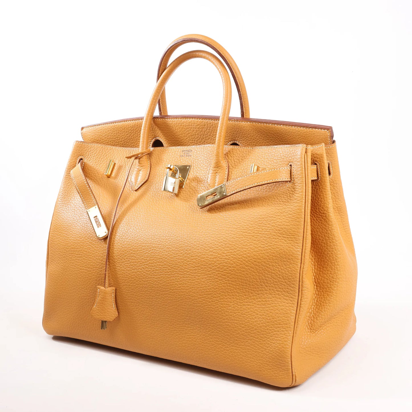 HERMES Birkin 40 Le Tournay Fjord Handbag in Natural sable ○W:1993