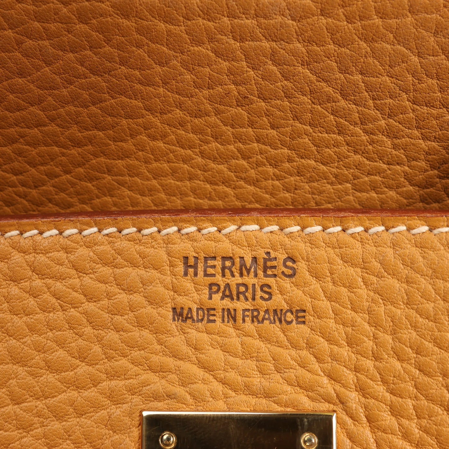 HERMES Birkin 40 Le Tournay Fjord Handbag in Natural sable ○W:1993